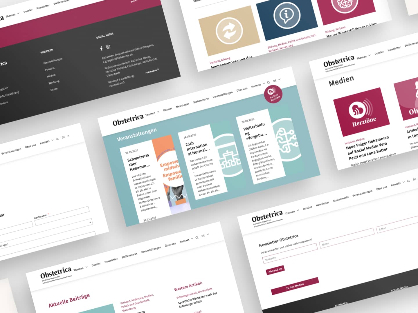 Bildcollage der neuen Obstetrica-Website auf verschiedenen Geräten
